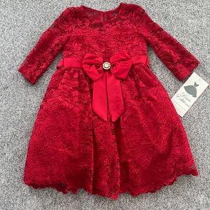 Formal, Red-Laced Dress - 4T